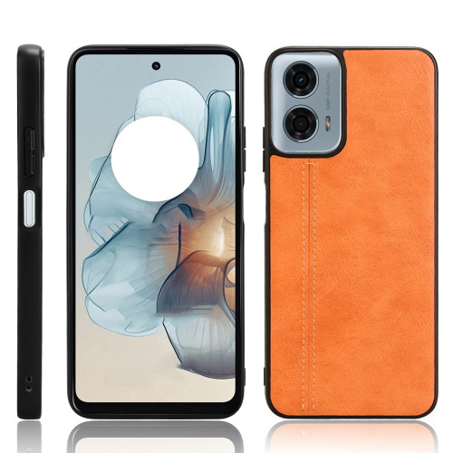 Moto G 5G 2024 Cow Pattern Sewing Back Cover Phone Case - Orange